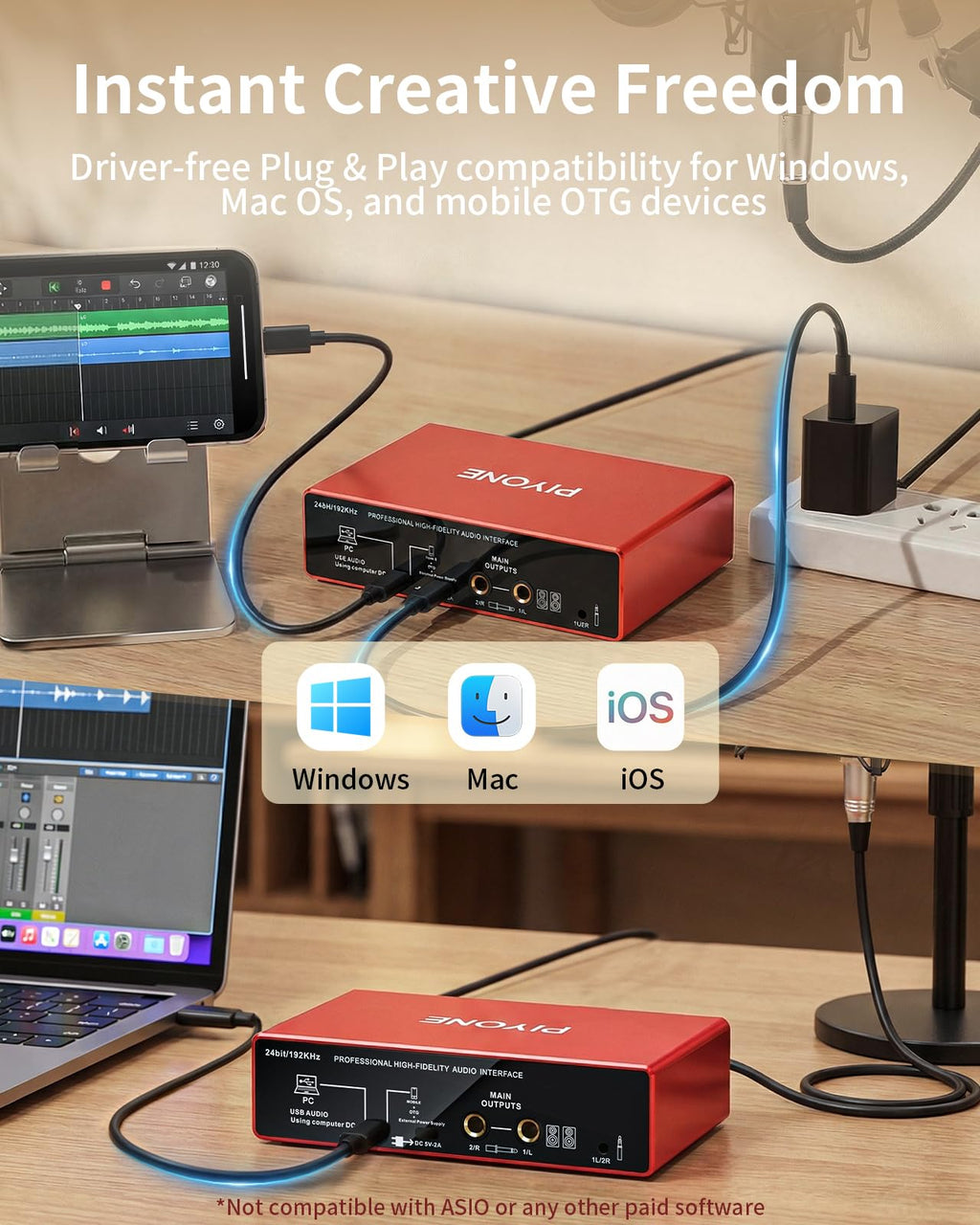 2X2 24-bit/192kHz Audio Interface with XLR/TRS Combo Input V733924