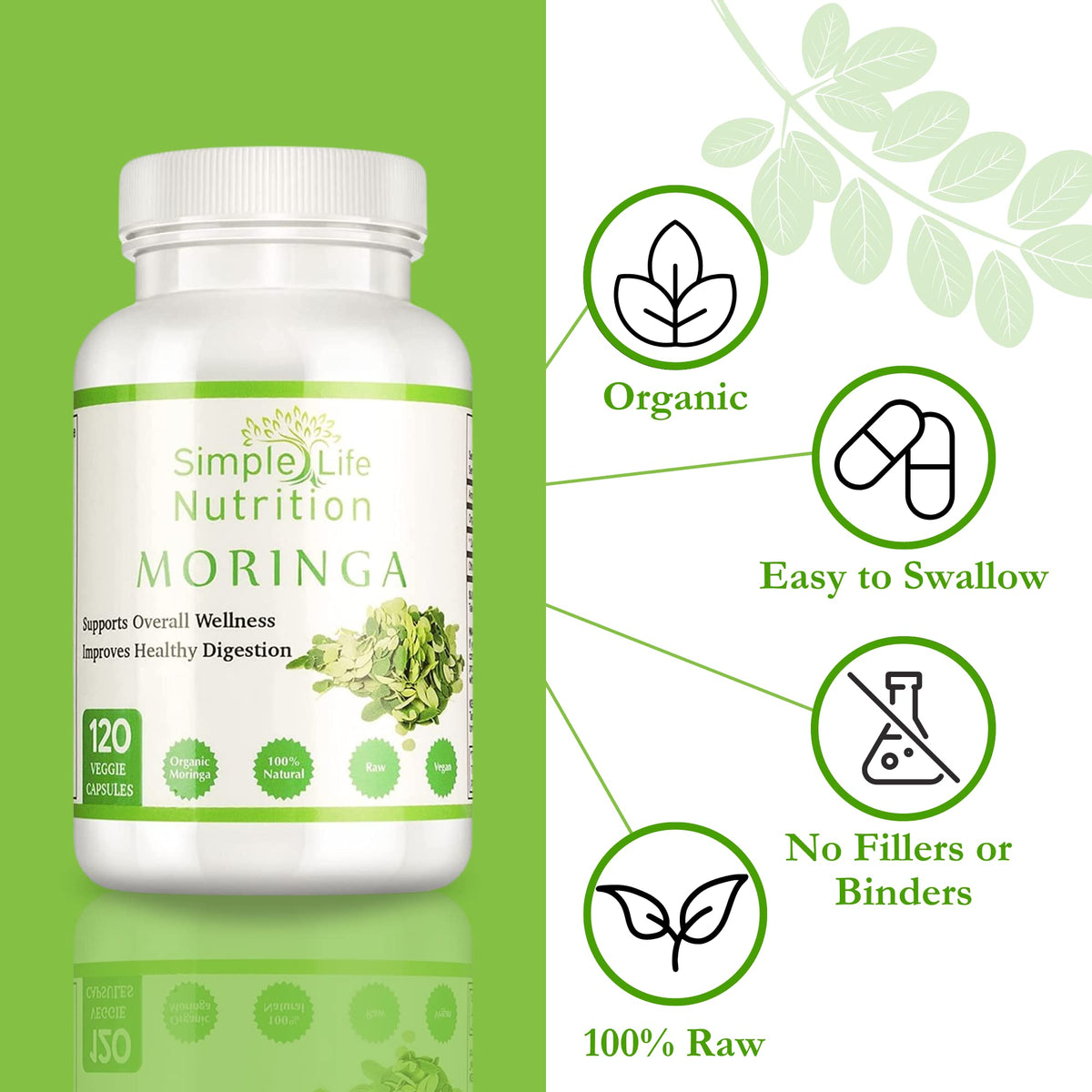 Organic Moringa Powder Capsules U5045