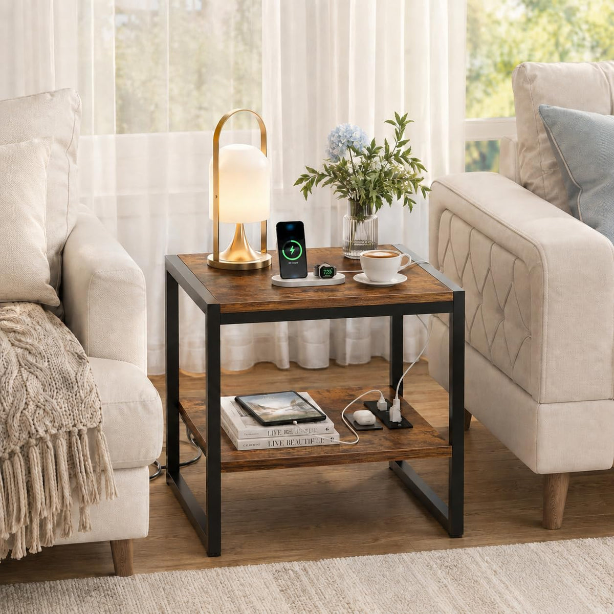 End Table with Charging Station, 2 Pack X1393