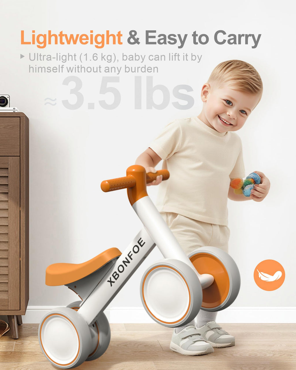 10-24 Month No Pedal Balance Bike with 4 Wheels F167294