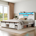 White and Walnut Full Size Storage Bed Frame N185