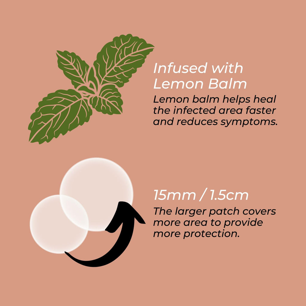 15 mm Hydrocolloid Cold Sore Patches with Lysine, Honey, Zinc & Lemon Balm, 24 Count B6758