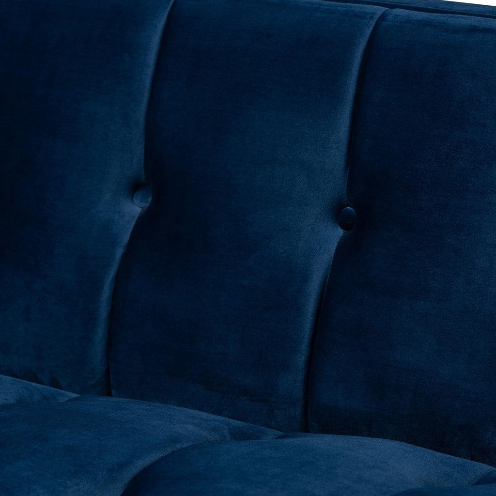 Navy Blue Velvet Button Tufted Gold Sofa I808