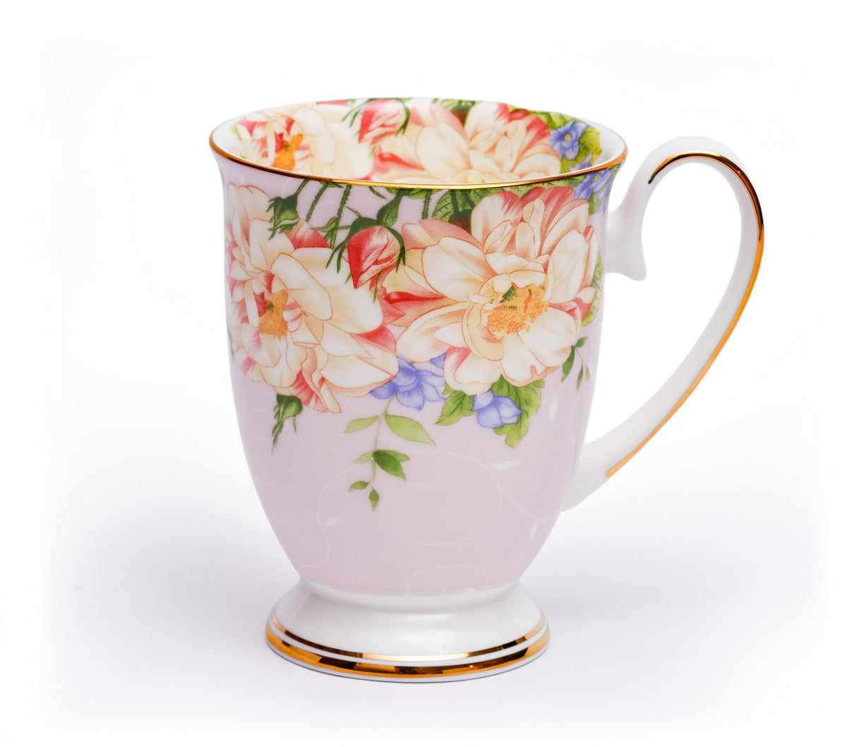 Pink Floral Ceramic Plates and Mugs Set Of 12 Z48965