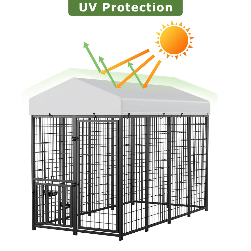Heavy Duty Outdoor Dog Kennel with Rotating Bowls C538