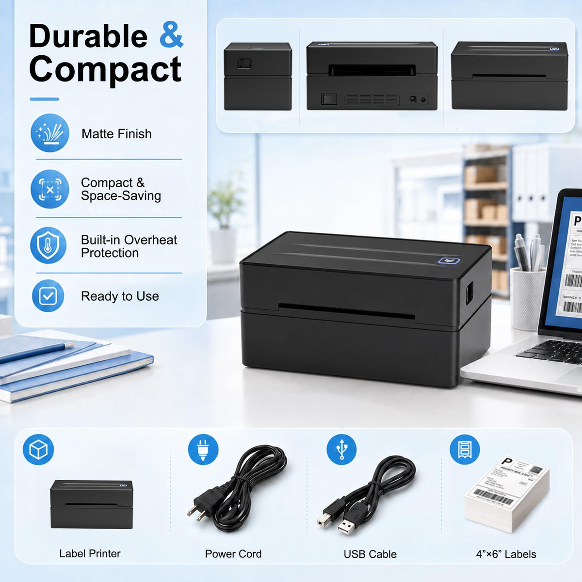 Thermal Shipping Label Printer 4x6 Bluetooth P216253