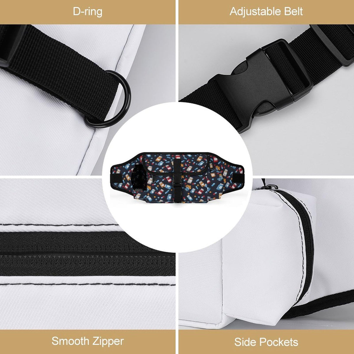 White Dog Walking Fanny Pack C41054