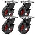 5 Inch Heavy Duty Rubber Casters Set of 4 with Brake N7295