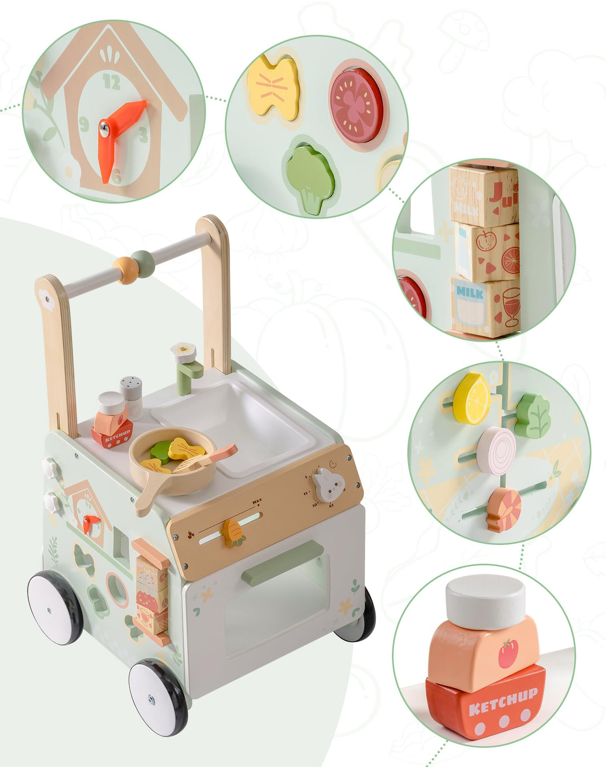 Wooden Baby Push Walker with Decelerator O485865