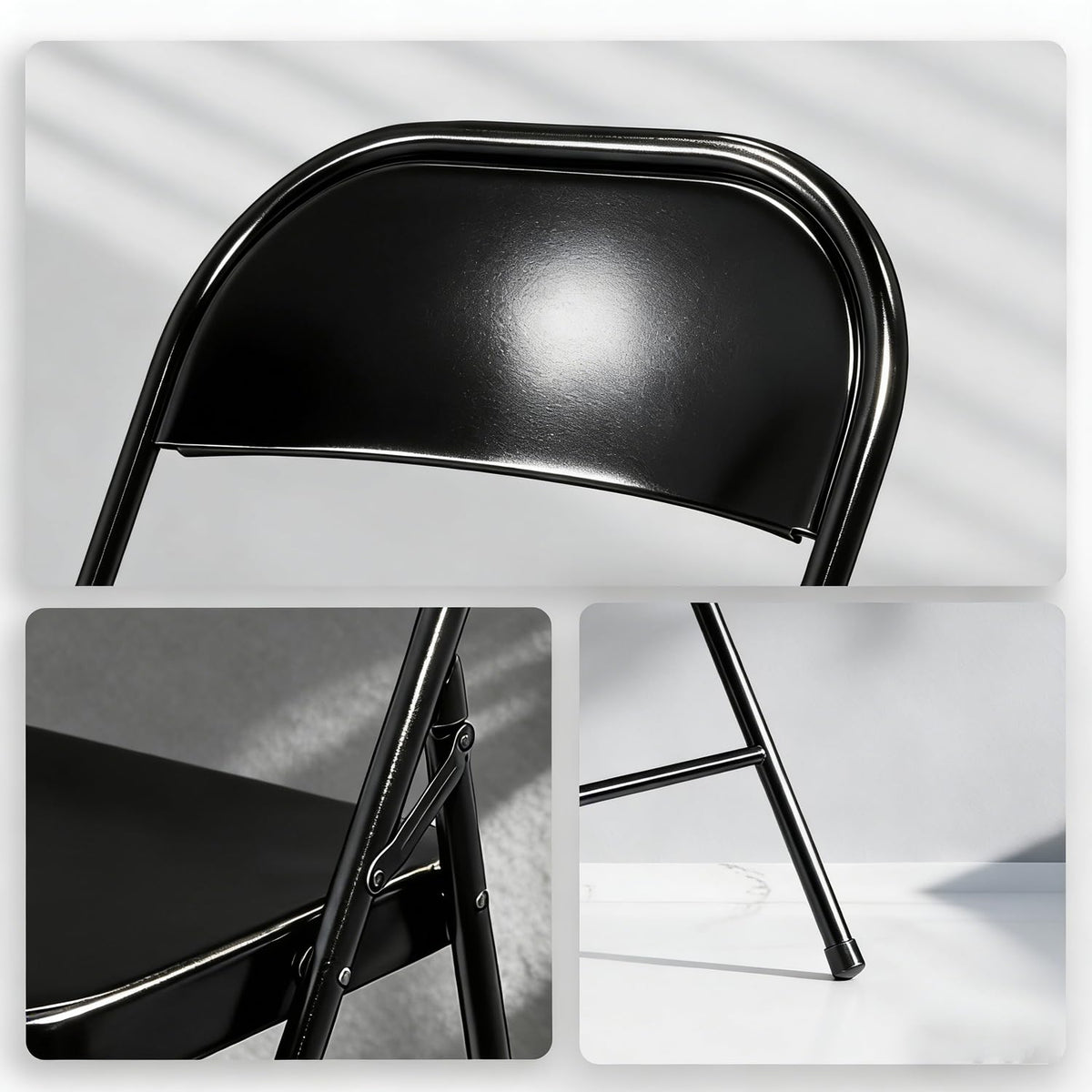 Black Heavy Duty Metal Folding Chairs 10 Pack Y64553