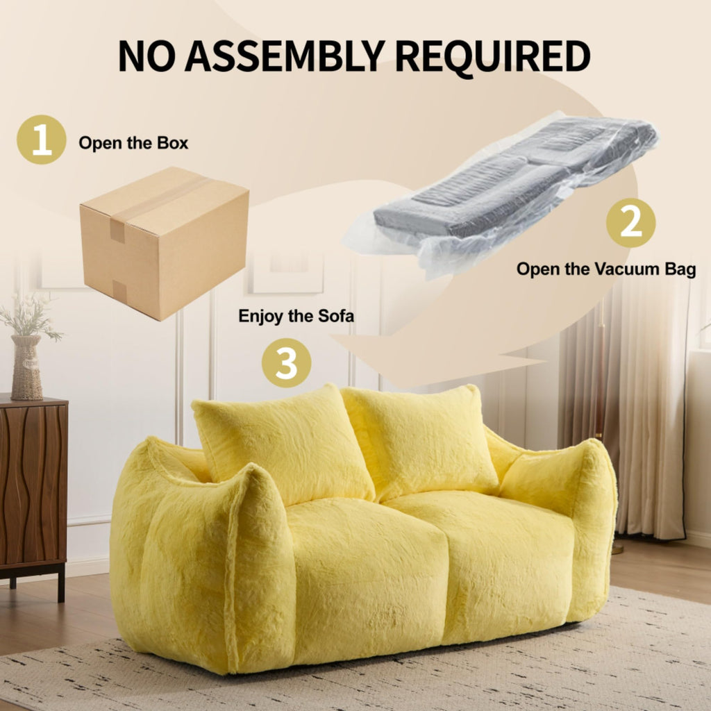 Oversized Faux Fur Memory Foam Bean Bag Sofa J461