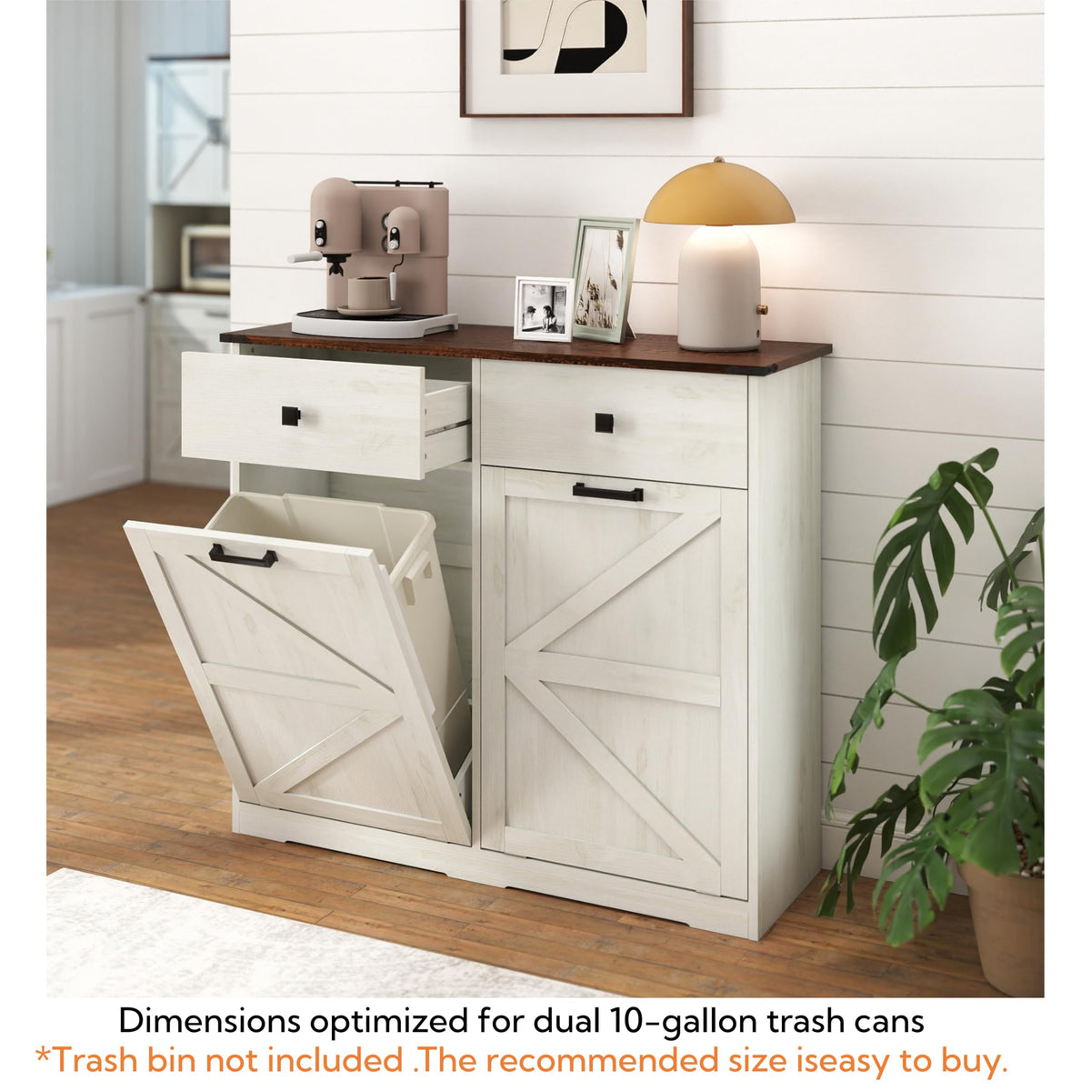Double Tilt Out Trash Cabinet, Fits 2 10 Gallon Bins, Antique White M762097