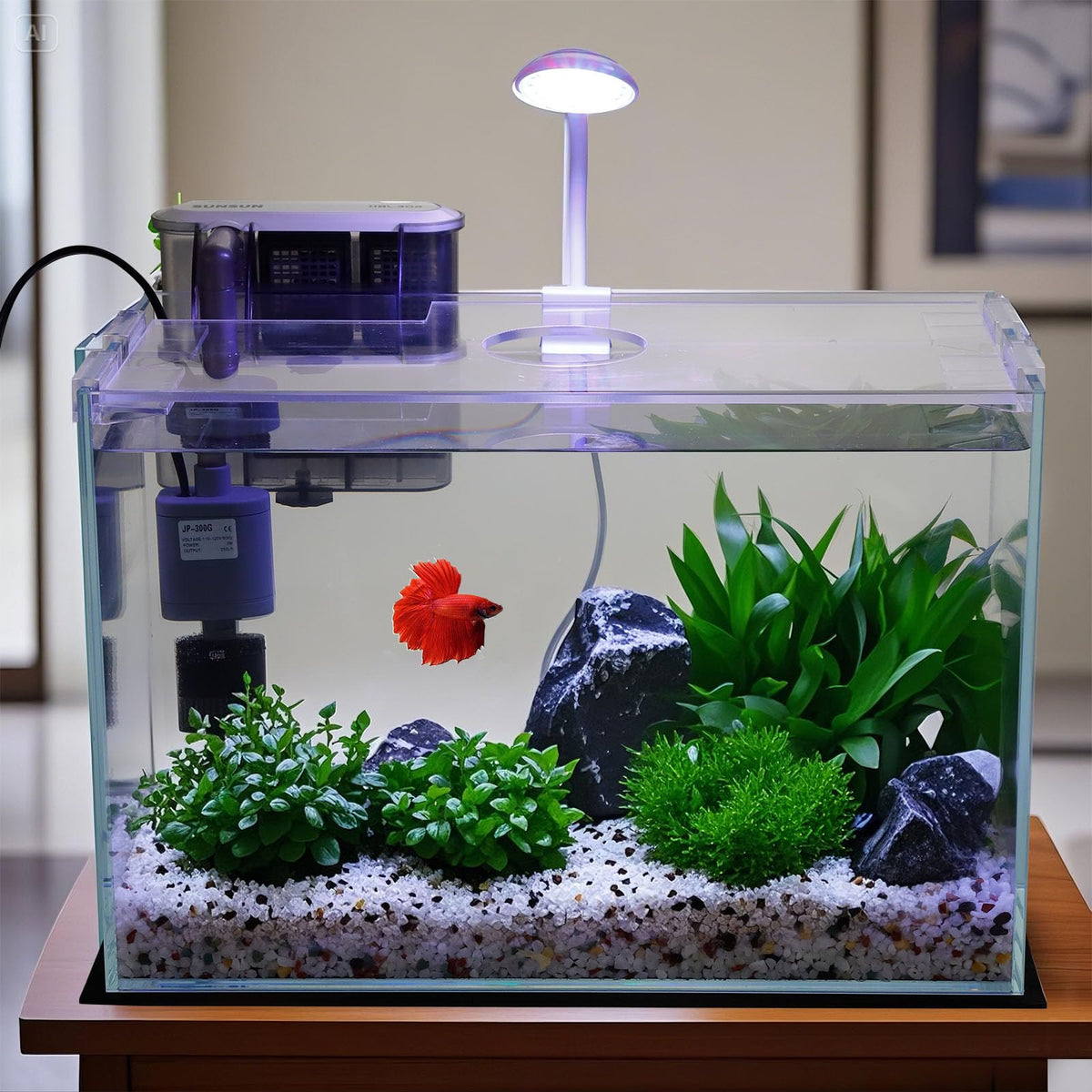 3 Gallon Glass Fish Tank Starter Kit with Filter E796