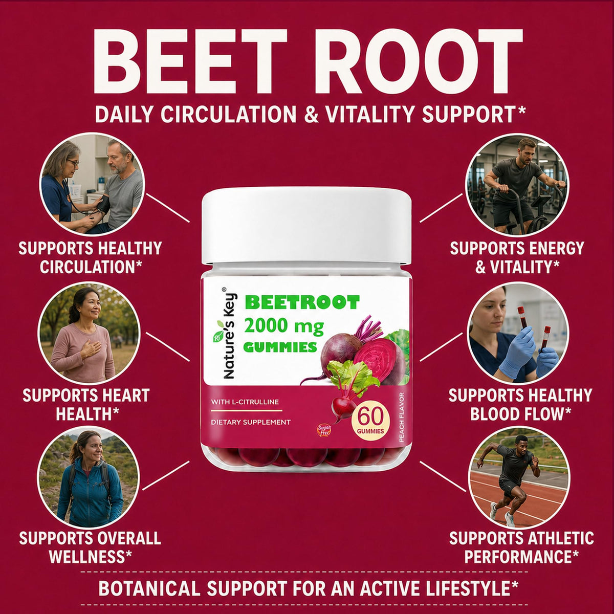 Beet Root Gummies 60 Count Vegan Non-GMO Gluten Free D413