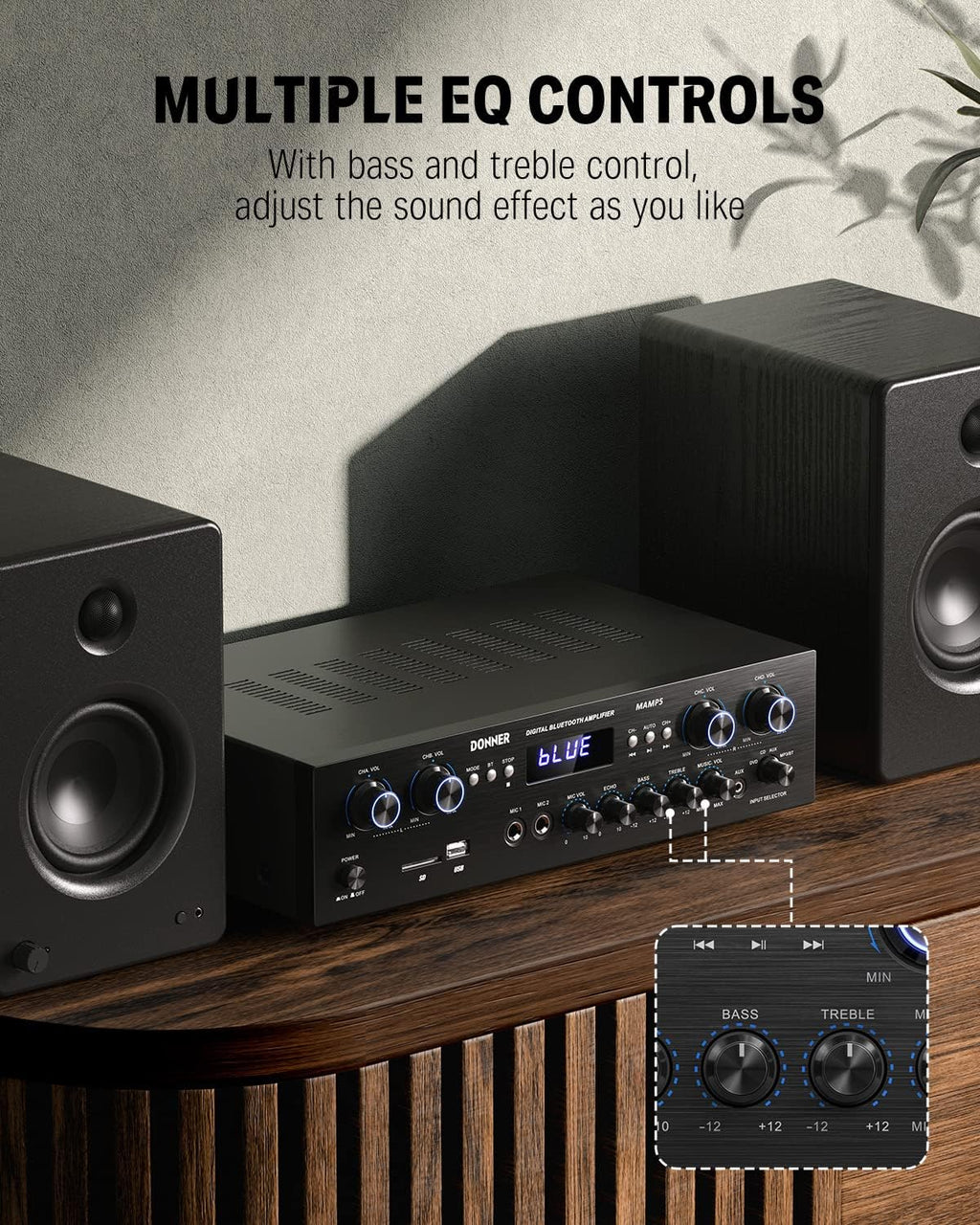 4 Channel 440W Peak Power Bluetooth Stereo Audio Amplifier Receiver Y519