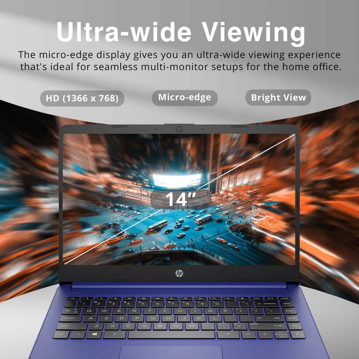 14" HD Laptop Intel Celeron N4120 4GB RAM 224GB Storage Blue L956
