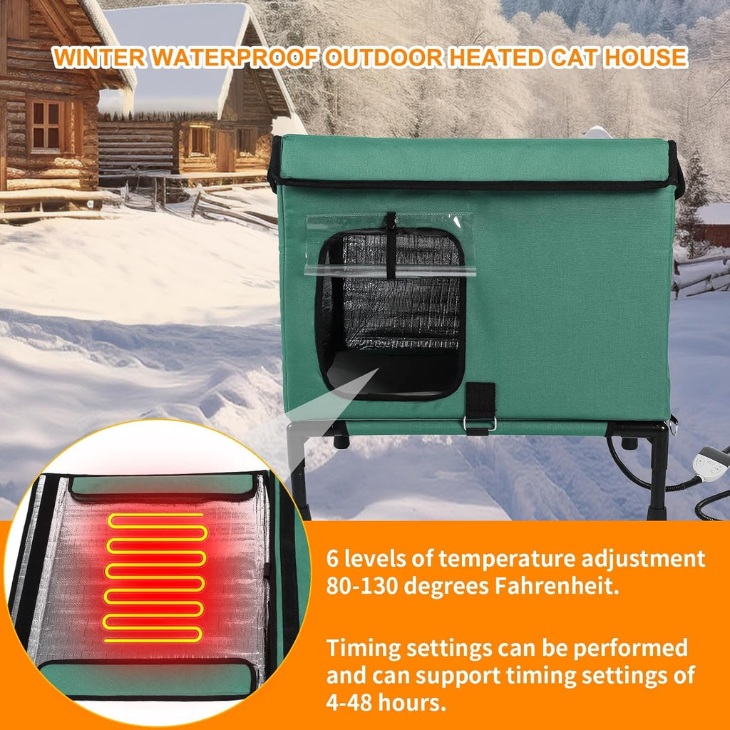 21" Heated Cat House with Heating Pet Pad S4367