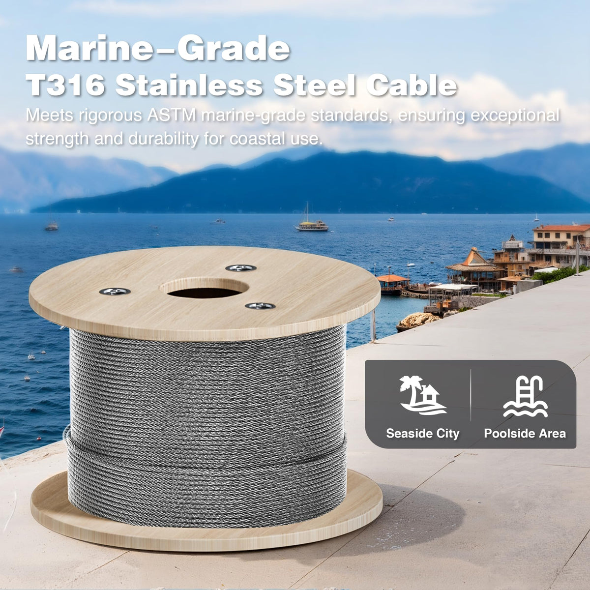 1000FT 1/8" T316 Stainless Steel Cable with Cutter I130