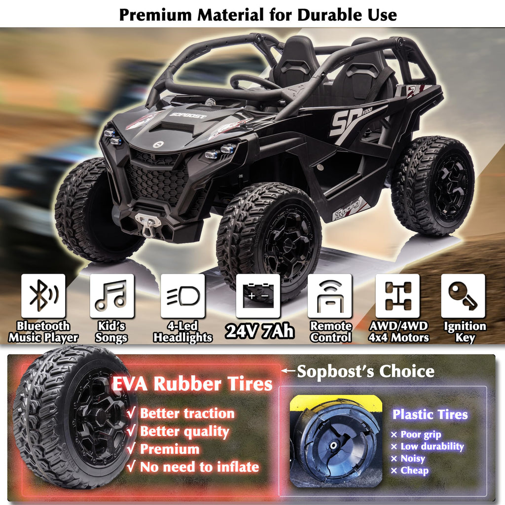 Black 2-Seater 4WD Ride On Car Z22582