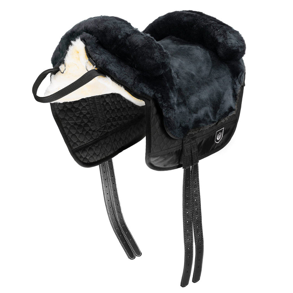 Horse Bareback Pad Treeless Saddle Real Sheepskin E104