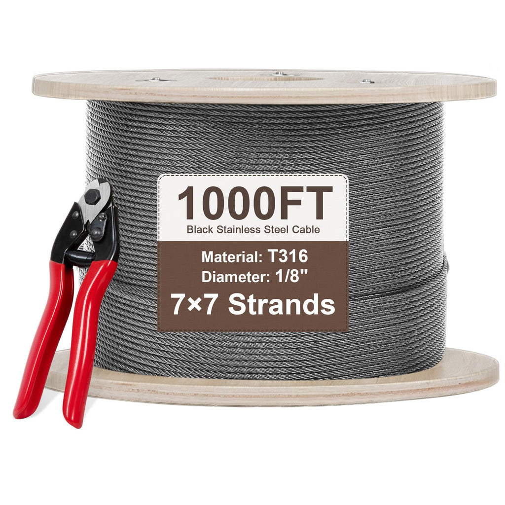 1000FT 1/8" T316 Stainless Steel Cable with Cutter I130