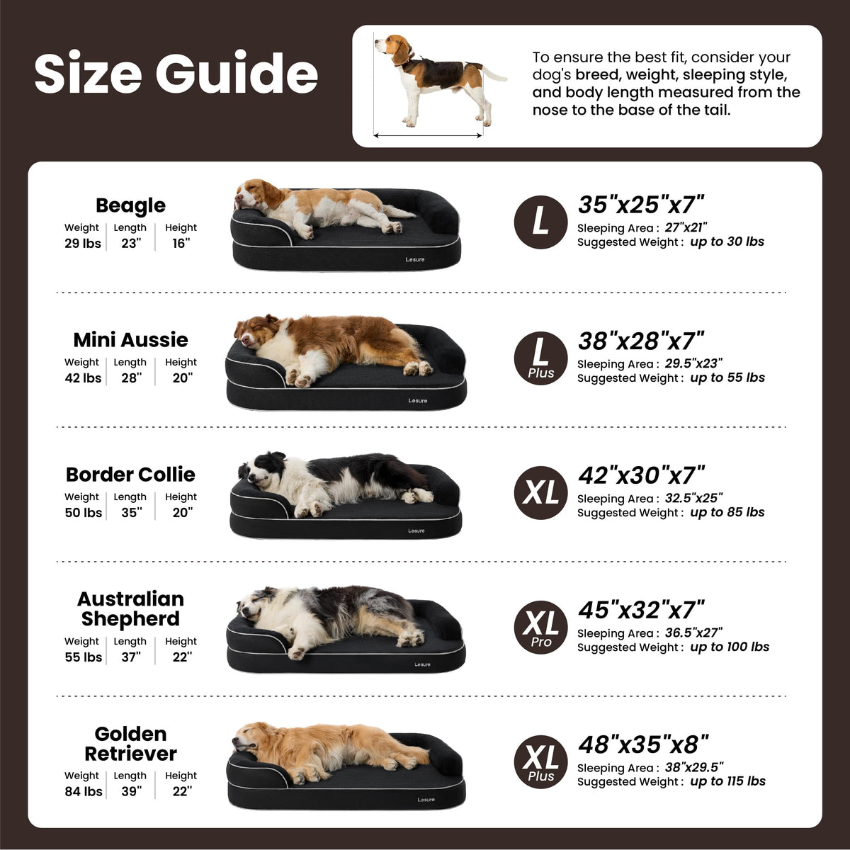 Black 42" Orthopedic Dog Beds Y27114