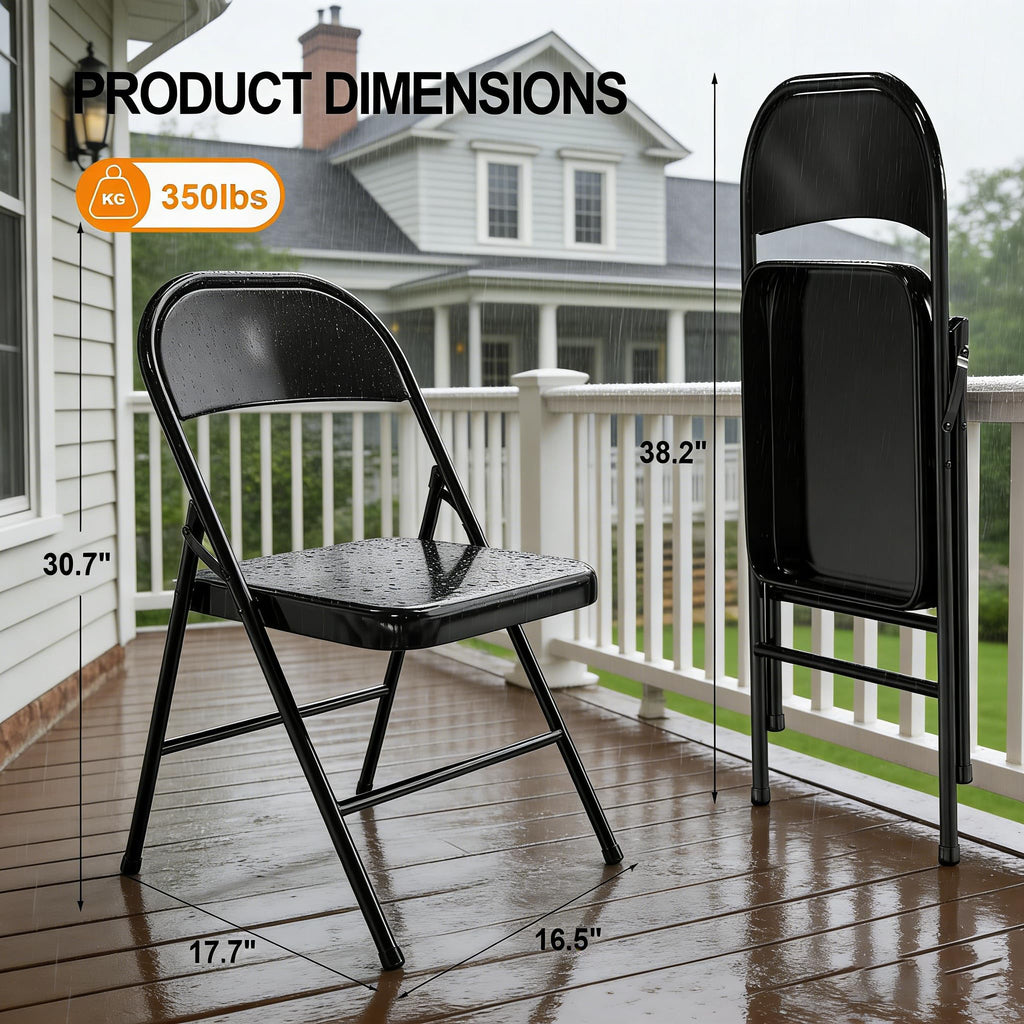 Black Heavy Duty Metal Folding Chairs 10 Pack Y64553