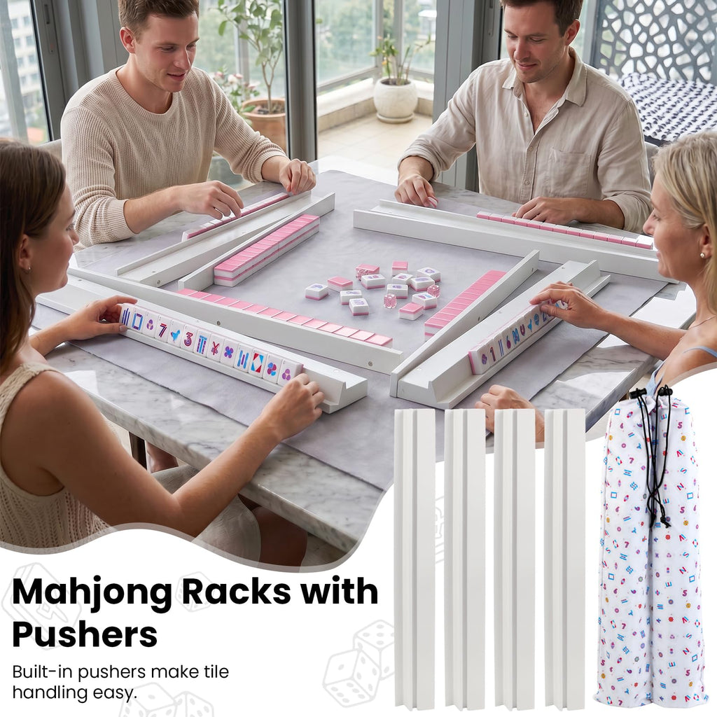 Set of 4 Wooden Mahjong Racks with Pushers S6874