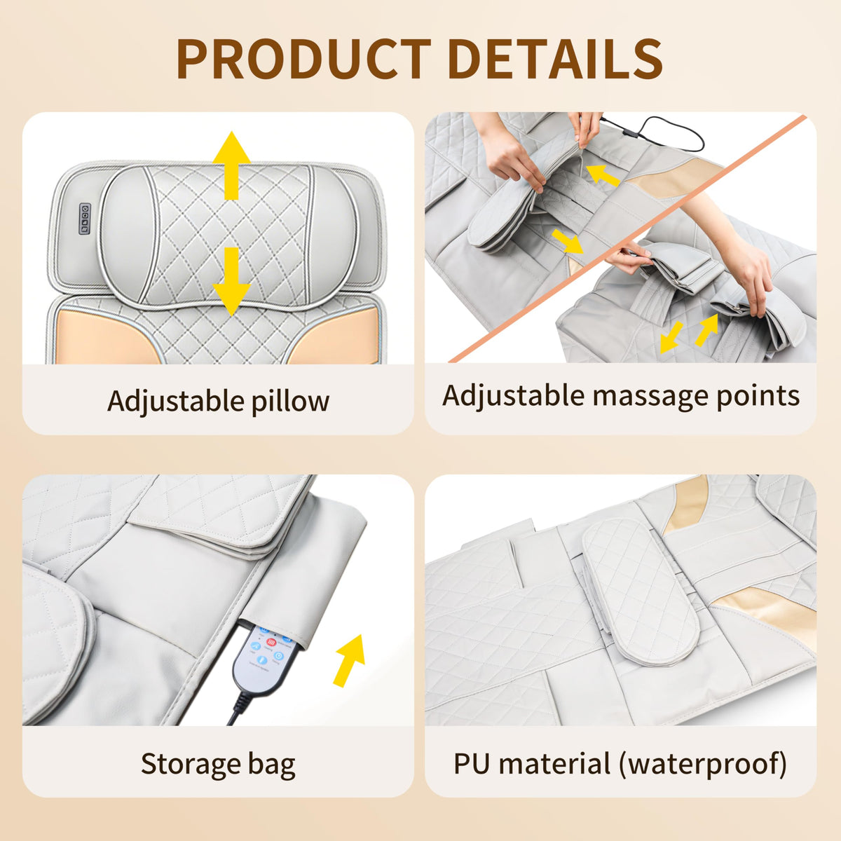 Heated Full Body Massage Mat with Movable Shiatsu Neck Massager T835190