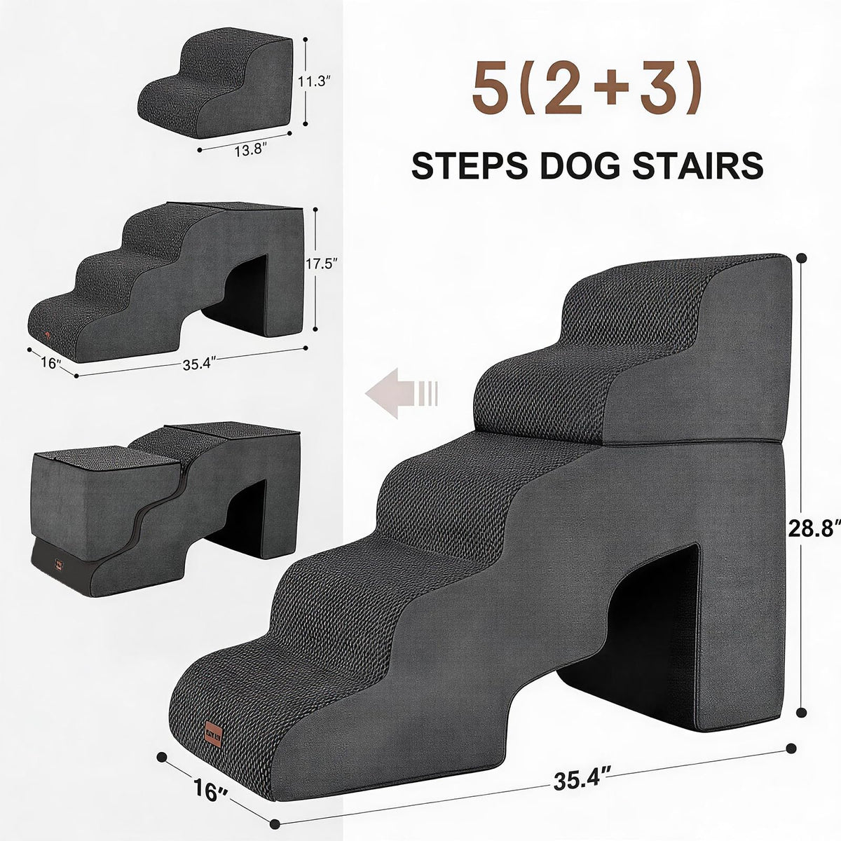 5-Step Non-Slip Dog Stairs with Tunnel L527406