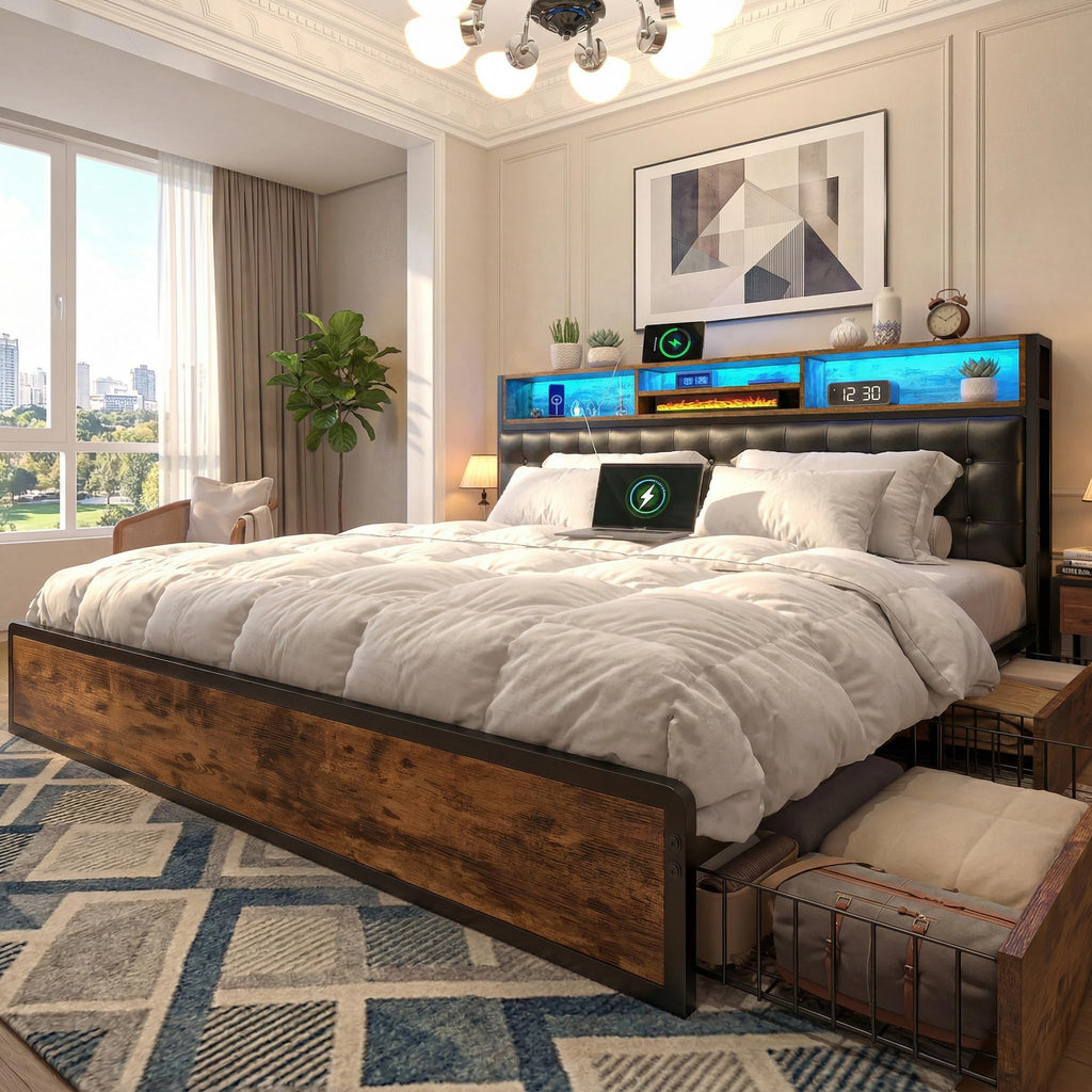King Bed Frame with 4 Drawers R724084