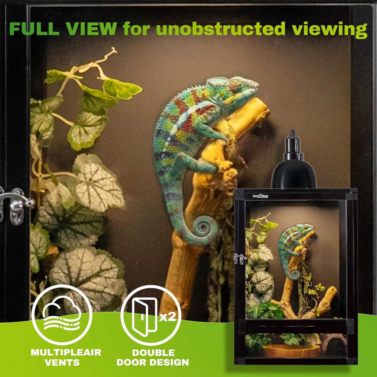 12"x12"x18" PVC Reptile Terrarium with Screen & Acrylic Doors D225