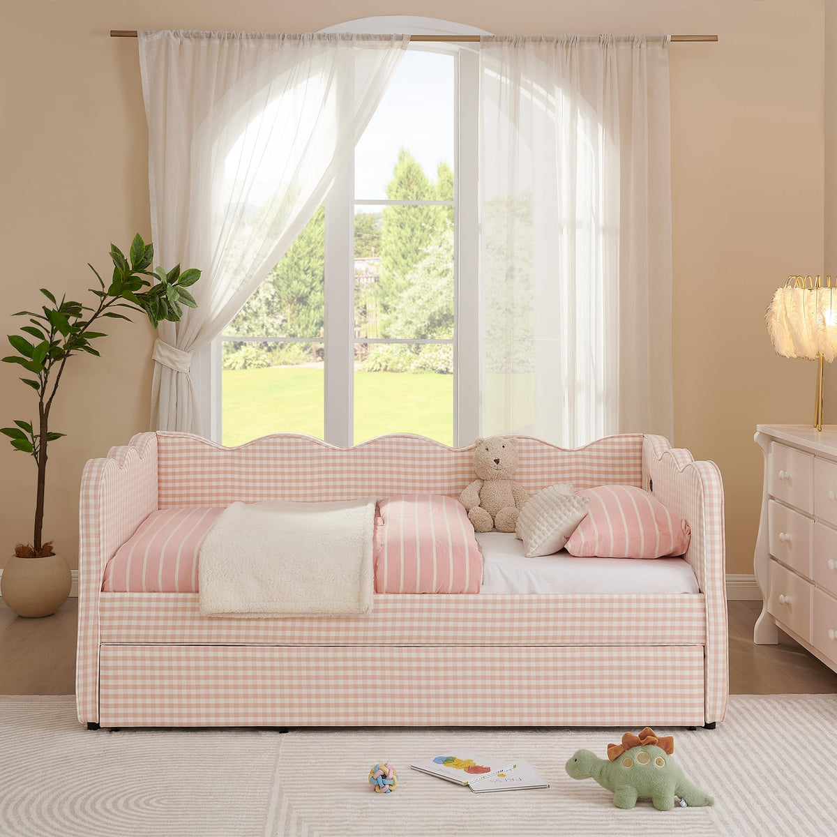 Twin to King Upholstered Daybed with Pop Up Trundle Bed L695448