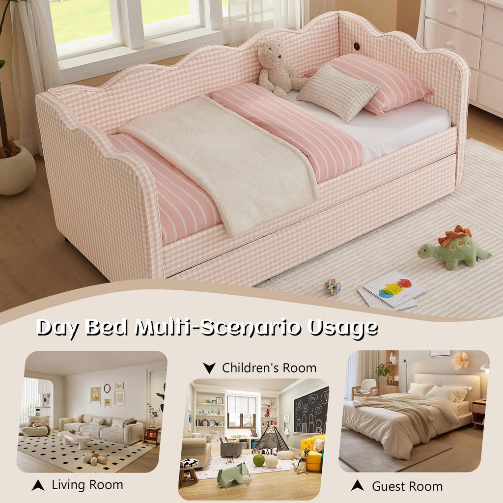 Twin to King Upholstered Daybed with Pop Up Trundle Bed L695448