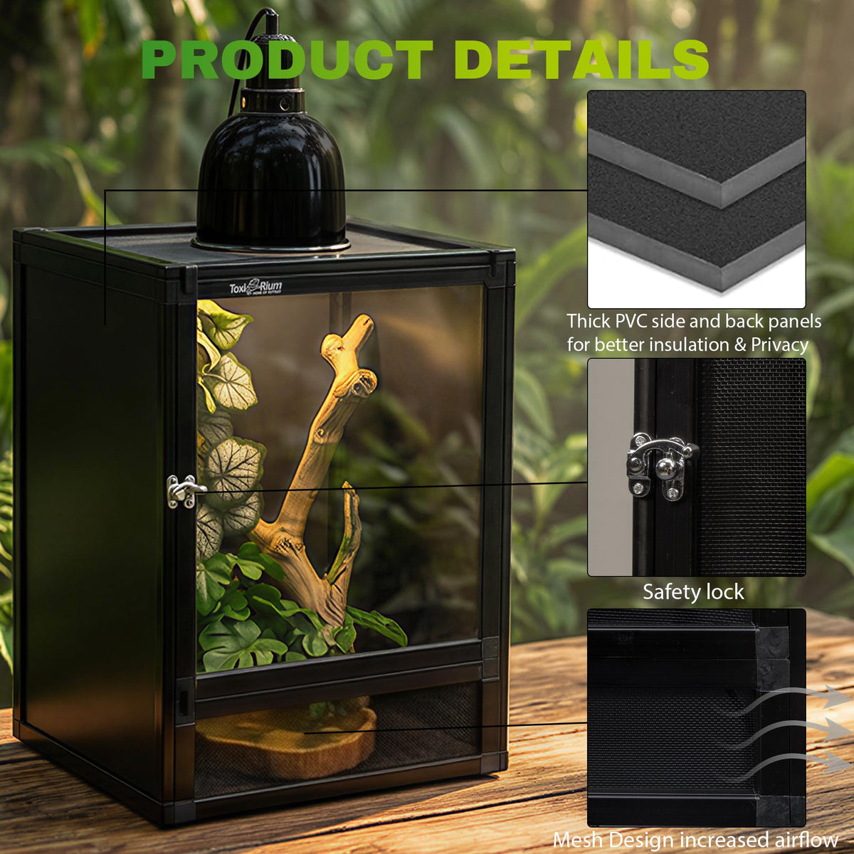 12"x12"x18" PVC Reptile Terrarium with Screen & Acrylic Doors D225