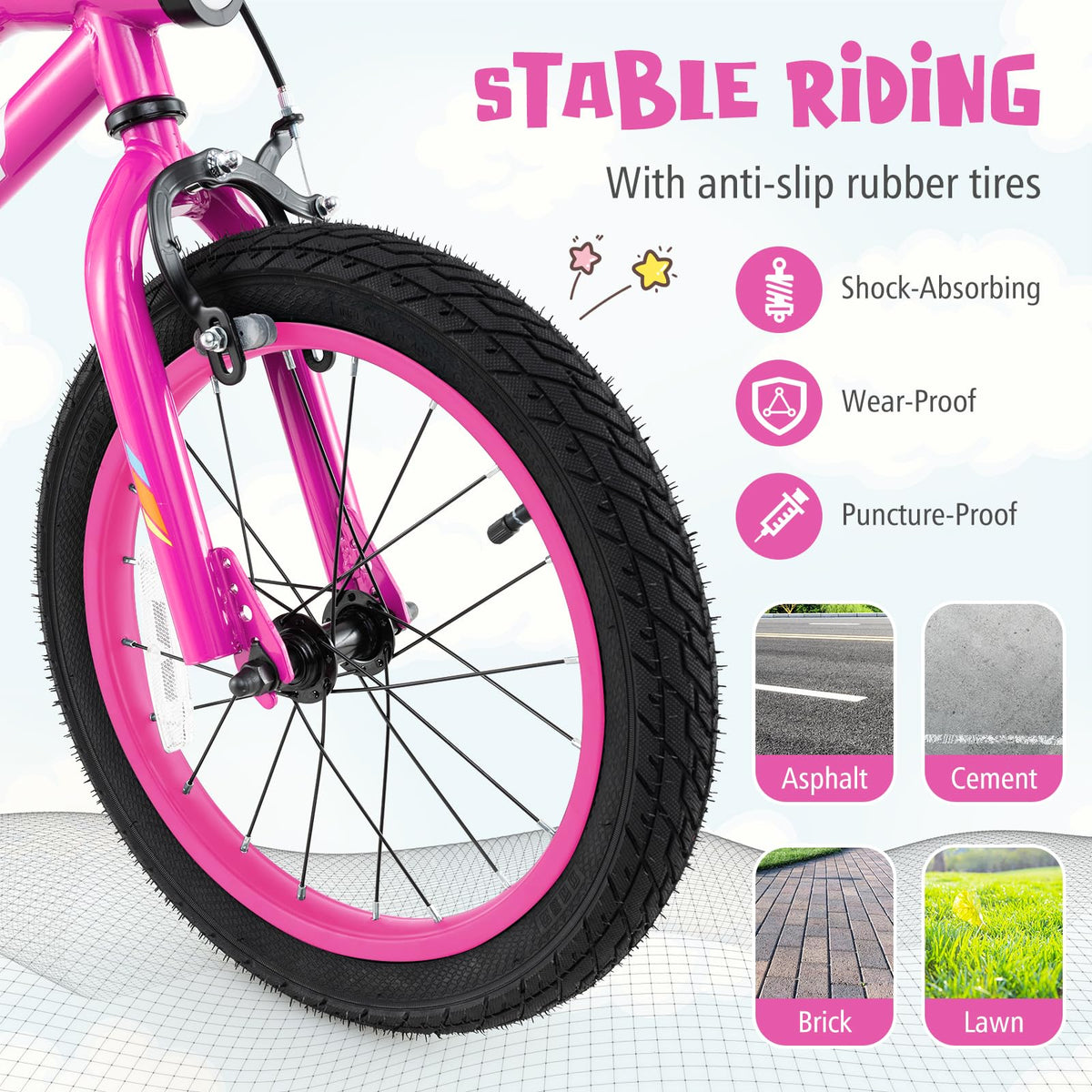 16 18 Inch Lighted Kids Bike with Training Wheels U9290
