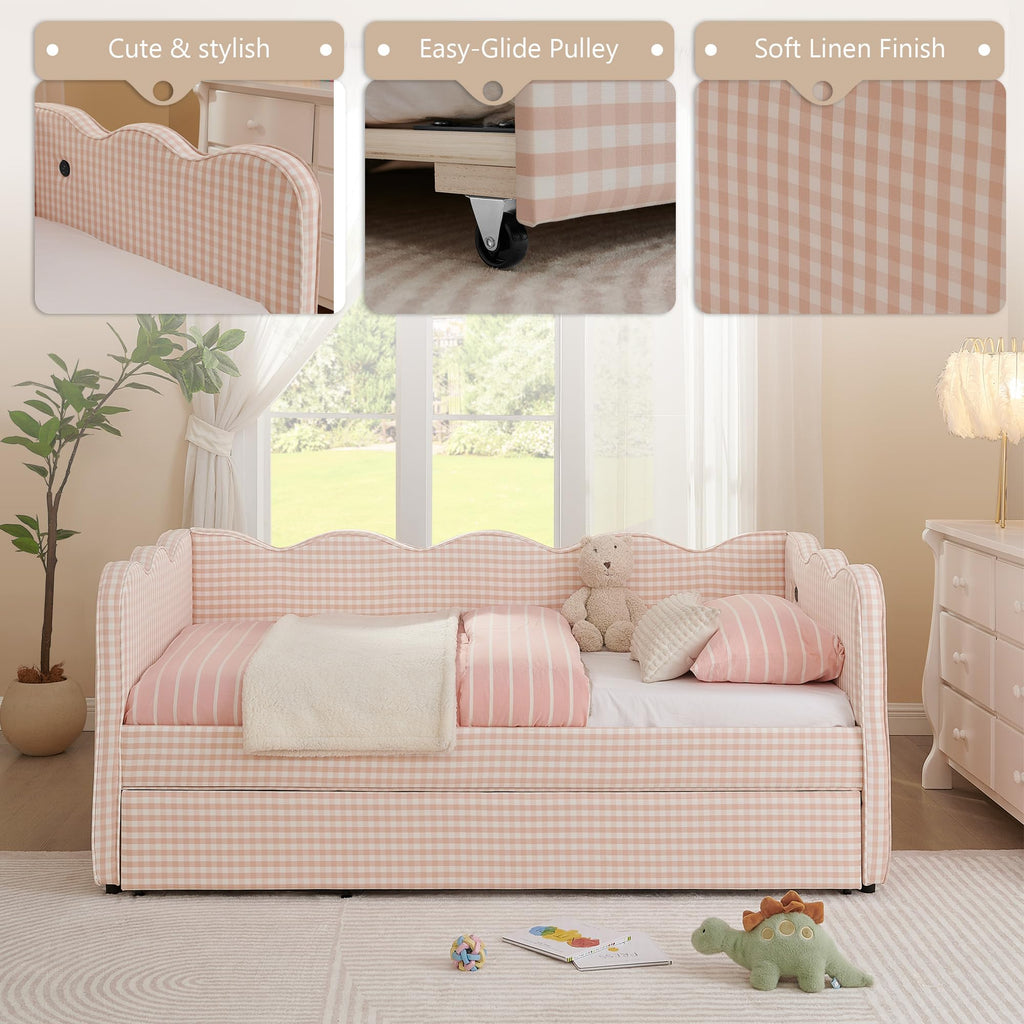 Twin to King Upholstered Daybed with Pop Up Trundle Bed L695448