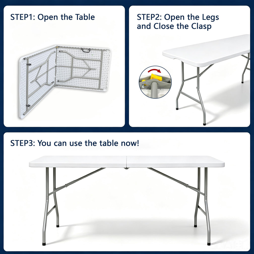 6ft White Folding Table Z691