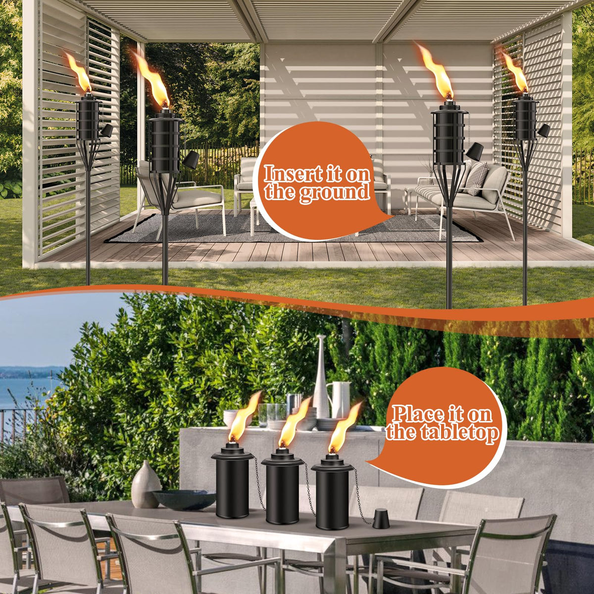 Citronella Garden Torch Set of 6, 16oz Metal Torch C2191