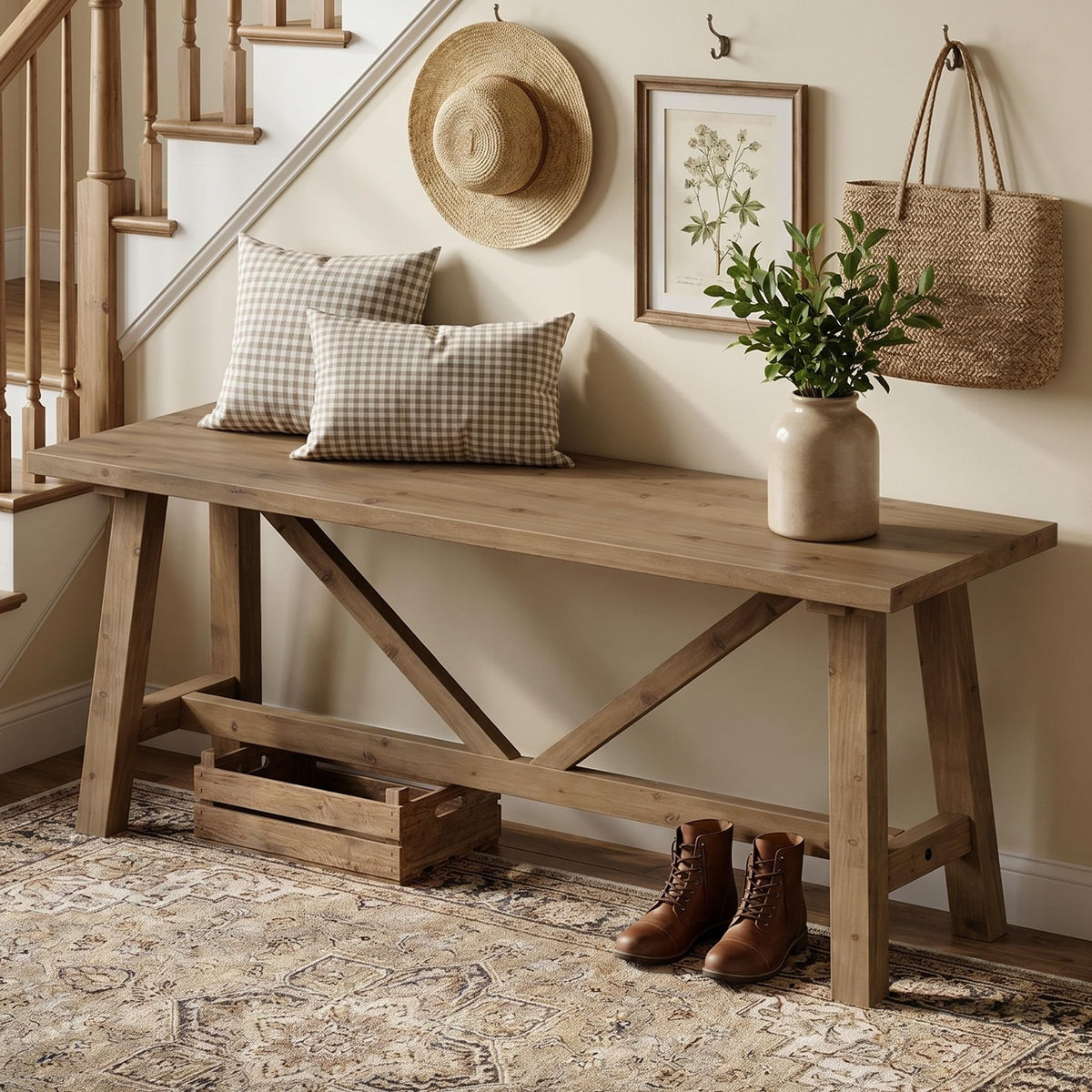 43" Solid Wood Bench V696