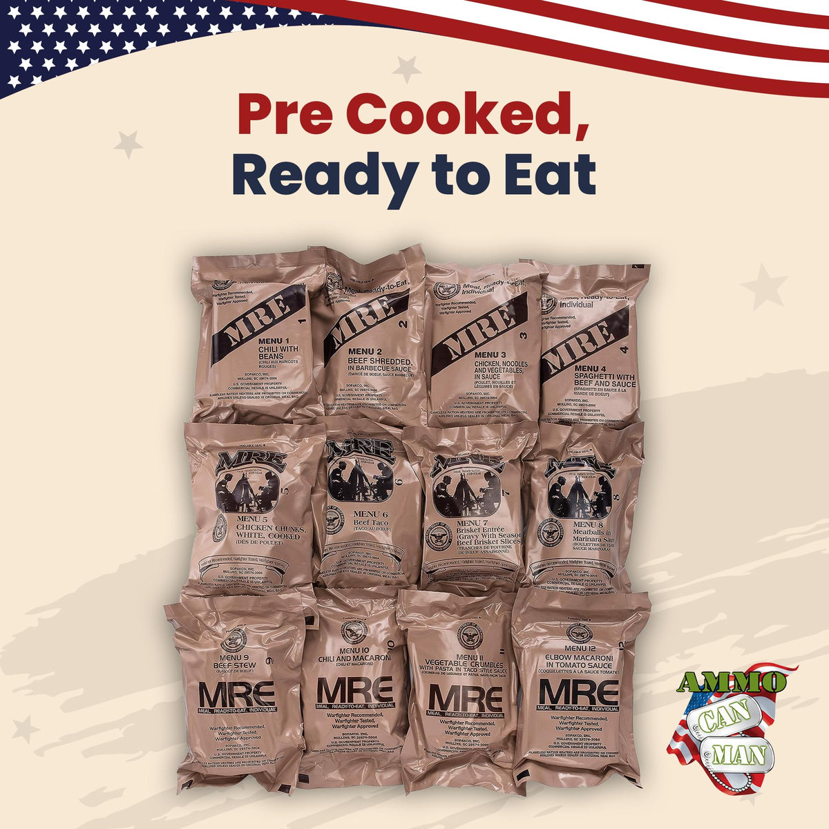 US Military MRE Case Menus 1-12 A885961