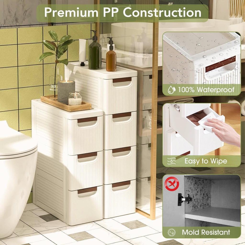 White 3 Drawers Narrow Plastic Bathroom Storage Cabinet Z1540
