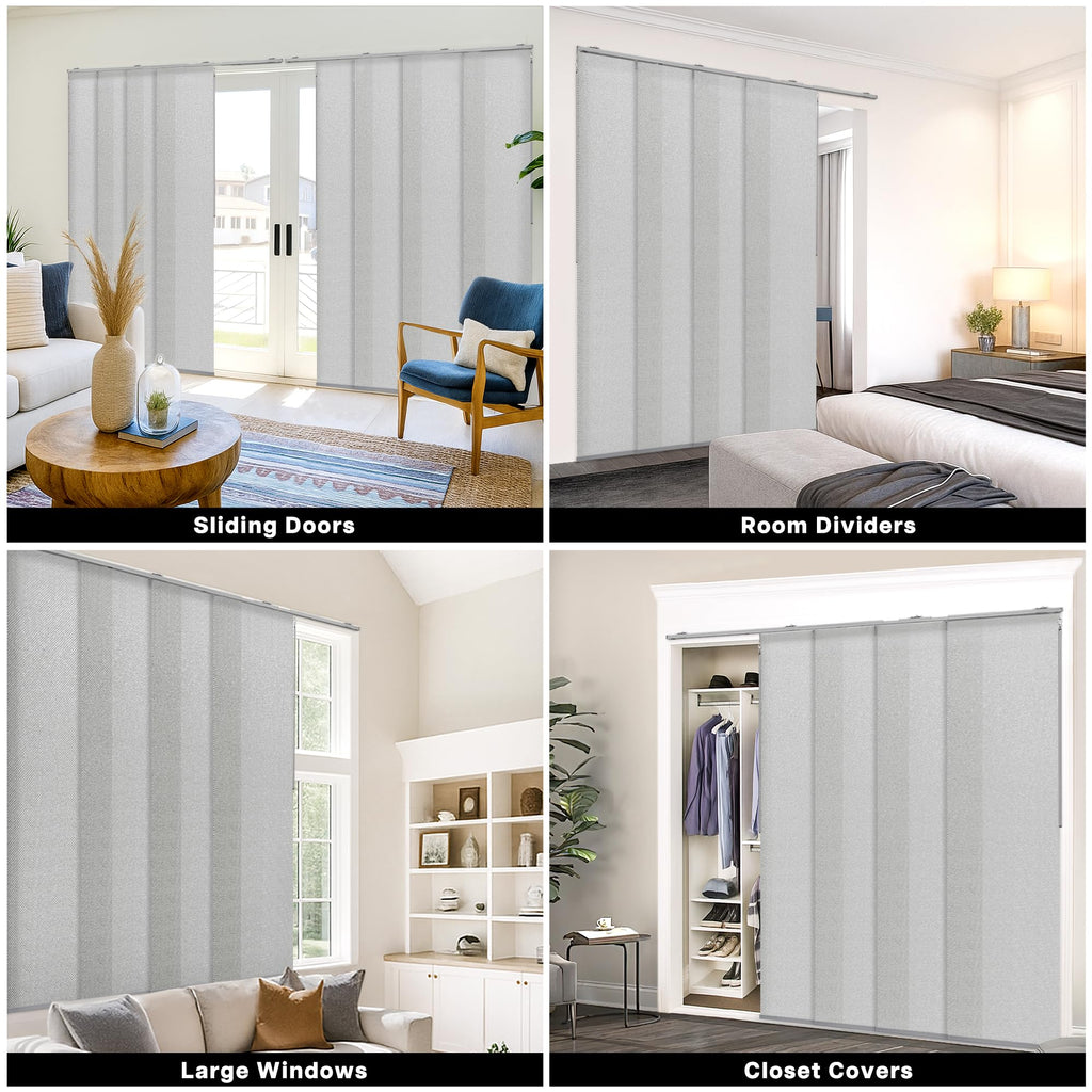 Adjustable Light Filtering Grey Panel Track Blinds X51854