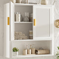 Wall-Mounted Bathroom Cabinet with Adjustable Wood Shelf & Doors E501