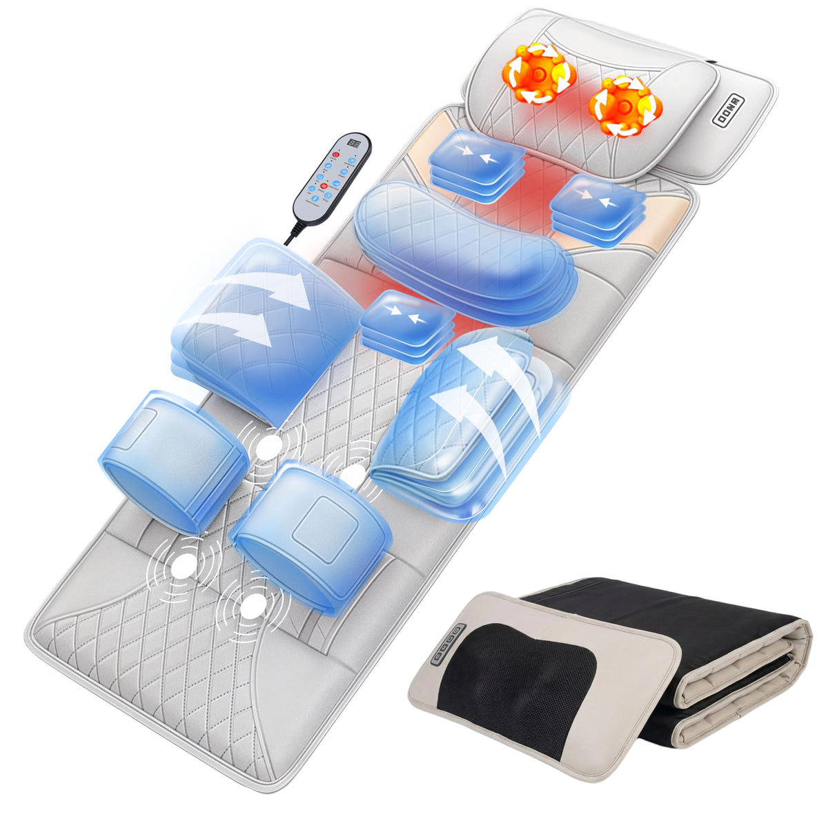 Heated Full Body Massage Mat with Movable Shiatsu Neck Massager T835190