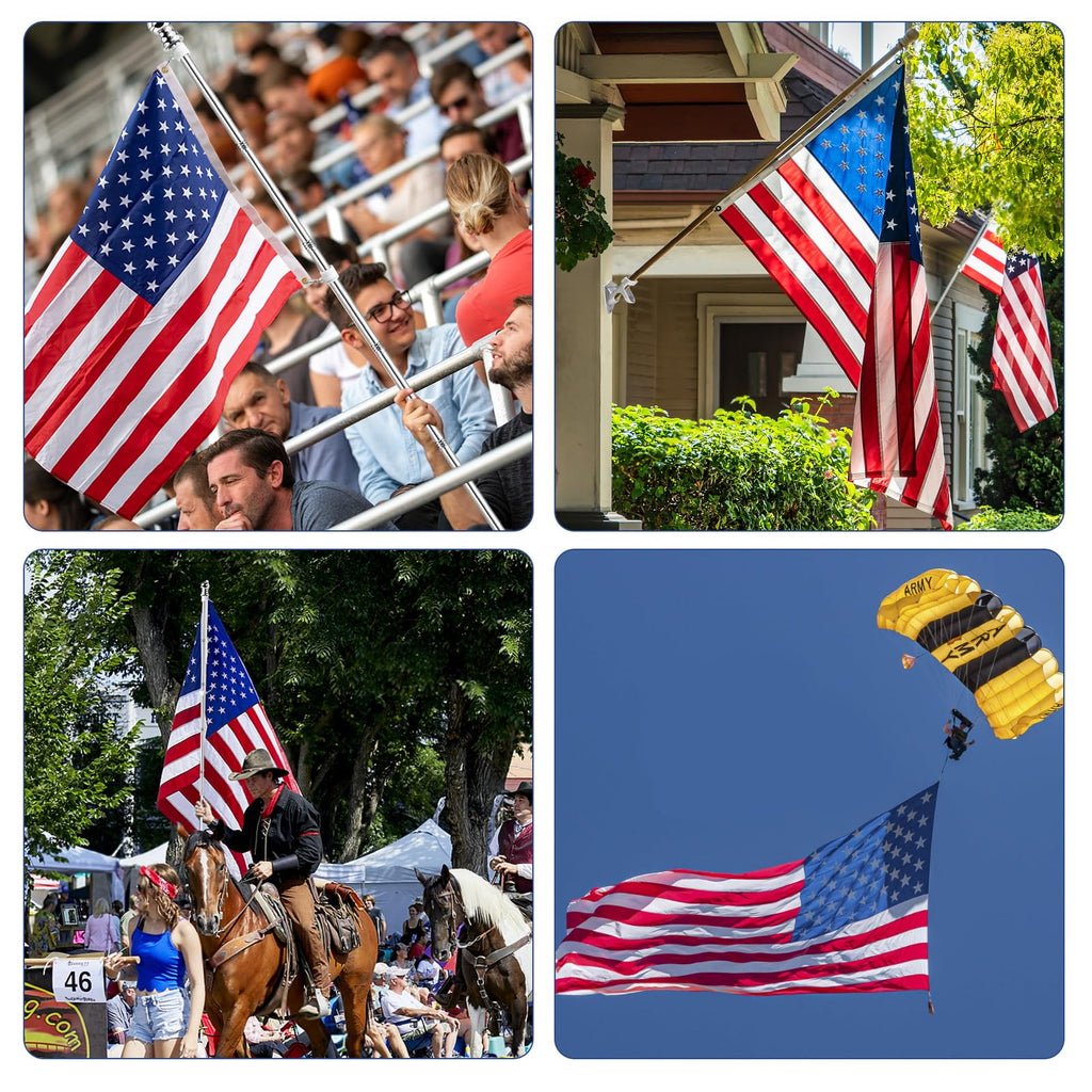 5 FT Flag Pole Kit with 3x5ft American Flag Stainless Steel Z843
