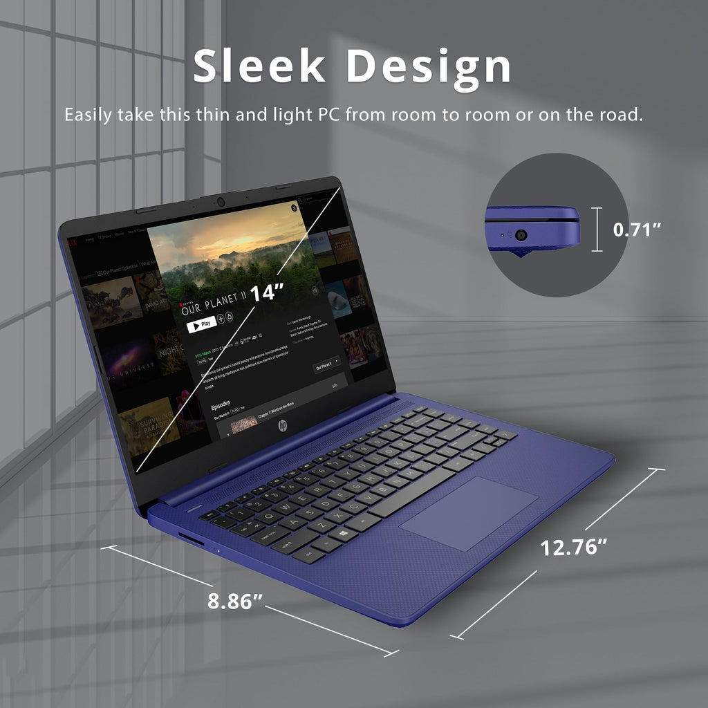 14" HD Laptop Intel Celeron N4120 4GB RAM 224GB Storage Blue L956