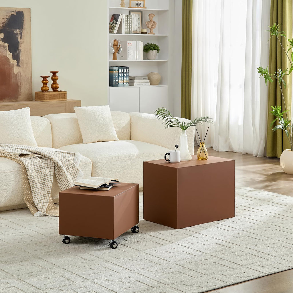 Brown MDF Leather Accent Table X68468