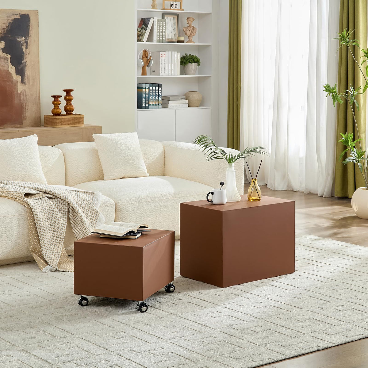 Brown MDF Leather Accent Table X68468