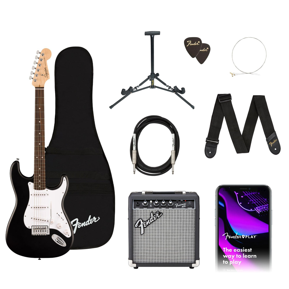 Black Electric Guitar Kit with Amp and Gig Bag Z407